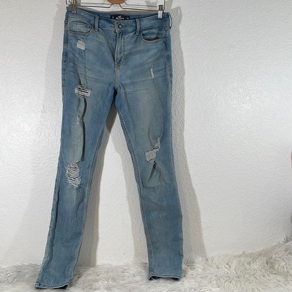 HOLLISTER HIGH RISE SUPER SKINNY CLASSIC STRETCH DISTRESSED WITH POCKETS SIZE 9L - Picture 2 of 13